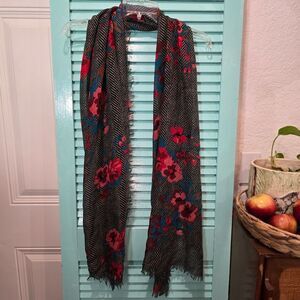 Floral Black and Red Women's Scarf